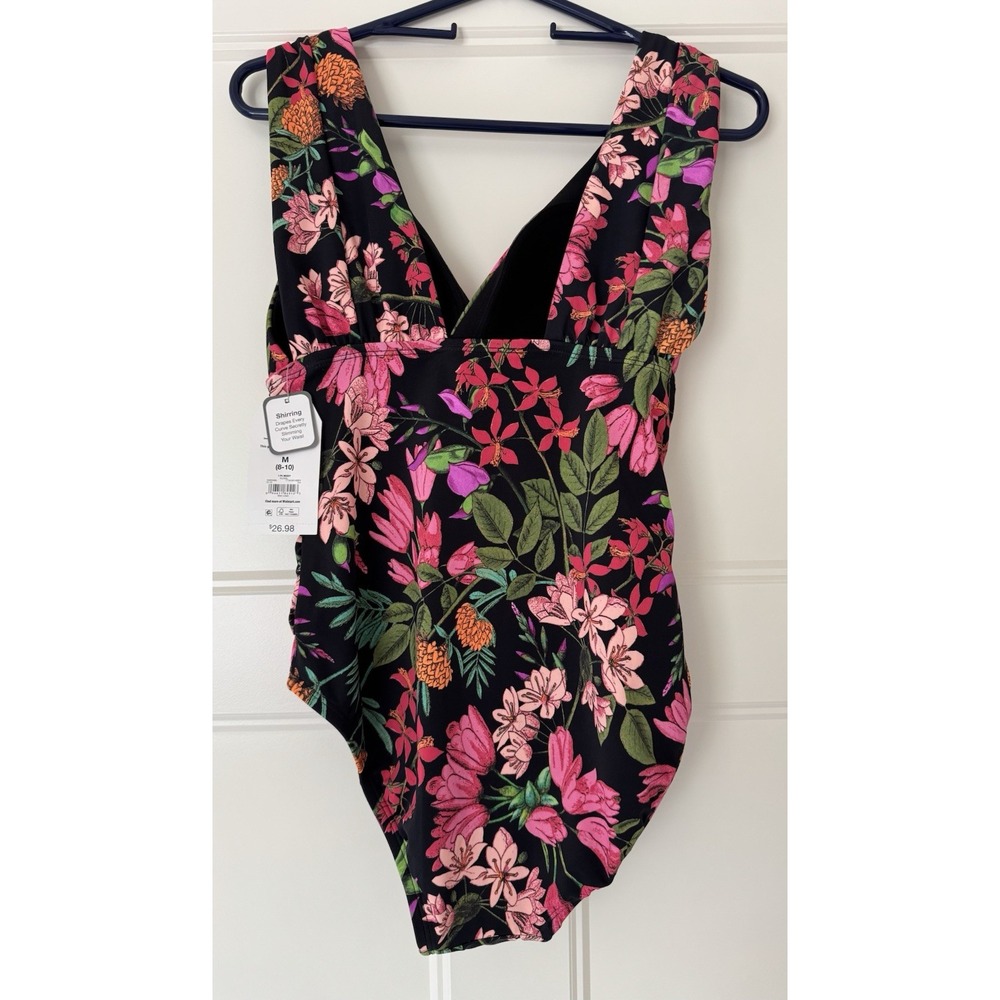 Time Tru One Piece Swimsuit Women's Medium 8/10 Floral Tropical NWT - Picture 2 of 4